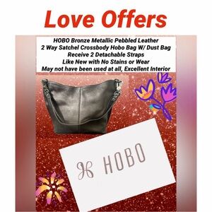 HOBO Like Bag & Dust Bag New Bronze Pebbled Leather 2 Way Satchel Crossbody